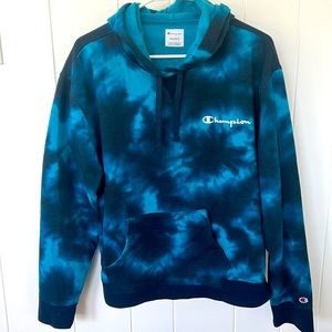 Blue Tie Dye Champion Hoodie